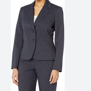 Le Suit Women's Gray Pinstripe Like Blazer New